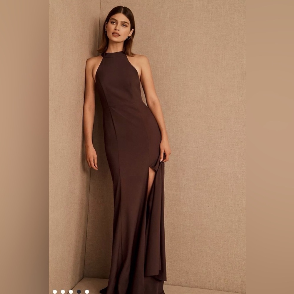 Elegant Brown Halter Maxi Dress